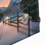 Acrylic print of a large abstract depiction of Cumbria, England, in mid-century modernist style, ideal for dining room art.