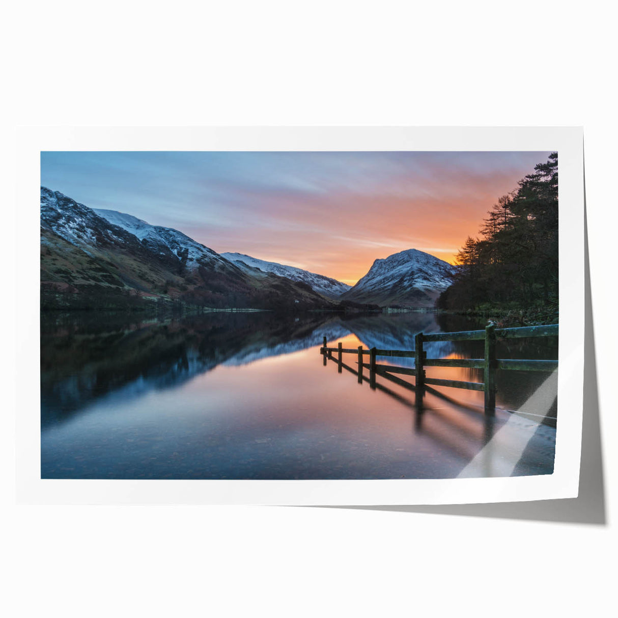 Extra large rolled print of Cumbria's countryside with muted green and brown tones, ideal for dining room wall art.