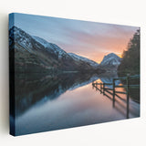 Large art of Cumbria, England scenery in muted green and brown tones on stretched canvas, ideal for kitchen wall art.