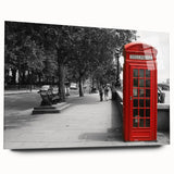 Acrylic print of a large abstract depiction of the London skyline in muted gray and blue tones.