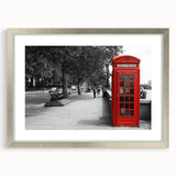 Extra large abstract art print of London scenery in textured style with silver frame, ideal for living room decor.
