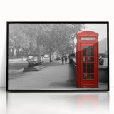 Large abstract wall art depicting the London skyline in muted gray and blue tones on a framed acrylic print.