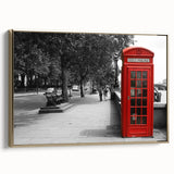 Framed canvas depicting a vintage-style London landscape in black and gold tones, ideal for bedroom wall art.