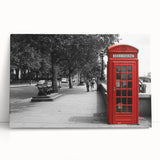 Black and white large art print of London scenery on stretched canvas, ideal for kitchen wall art.