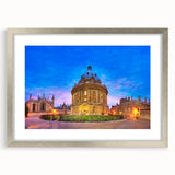 Extra large abstract art print of Oxford scenery in textured silver frame, ideal for living room decor.