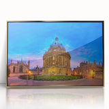 Art Deco style poster of Oxford scenery with muted gold and brown tones, framed acrylic, ideal for nursery wall art.