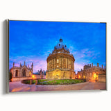Framed canvas of a vintage Oxford landscape painting in muted earth tones, ideal for study room decor.