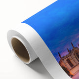 Art Deco poster of Oxford scenery in muted earth tones on rolled canvas, ideal for nursery wall art.