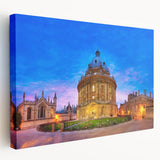 Oxford cityscape on large stretched canvas with muted earth tones, ideal for kitchen wall art.