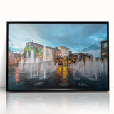 Large abstract wall art of Piccadilly, England in muted gray and black tones on a framed acrylic.