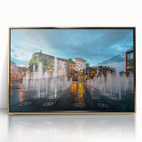 Art deco poster of Piccadilly, England in muted gold tones on framed acrylic, suitable for modern art wall decor.