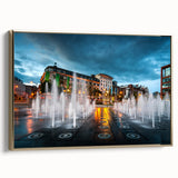 Vintage-style landscape painting of Piccadilly, England on framed canvas with black and gold tones.