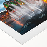 Art deco poster of Piccadilly, England on rolled canvas with muted earth tones, ideal for dining room wall art.