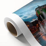 Art deco poster of Piccadilly, England, in muted colors on rolled canvas, ideal for nursery wall art.