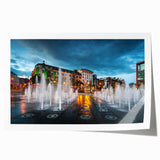 Extra large rolled print of Piccadilly, England with vibrant floral elements, ideal for dining room wall art.