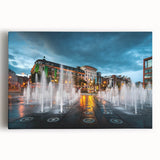 Black and white stretched canvas of Piccadilly, England, ideal for kitchen wall art or bedroom decor.