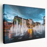 Piccadilly Circus scene on stretched canvas with vibrant city colors, ideal for kitchen wall art.