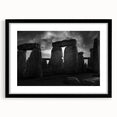 Colorful abstract art print of Stonehenge with vibrant textures on a large framed canvas, suitable for living room decor.