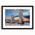 Textured art of the Thames River in abstract style with muted gray and blue tones on a framed black mat.