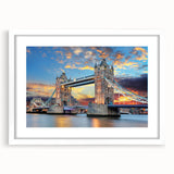 Extra large wall art featuring an abstract depiction of the Thames River in muted blues and grays, framed with a white mat.
