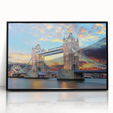 Large abstract wall art of the Thames River in England, framed in black acrylic.