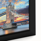 Extra large framed canvas featuring a textured depiction of the Thames River in England, with black and colorful art accents.