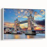 Landscape art painting of the Thames River, featuring muted blues and grays on a framed canvas, ideal for office decor.