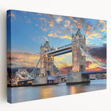 Large canvas print of the Thames River in England, showcasing muted blue and gray tones, ideal for kitchen wall art.