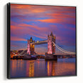 Black and white framed canvas of the Tower Bridge in London, ideal for bedroom wall decor.