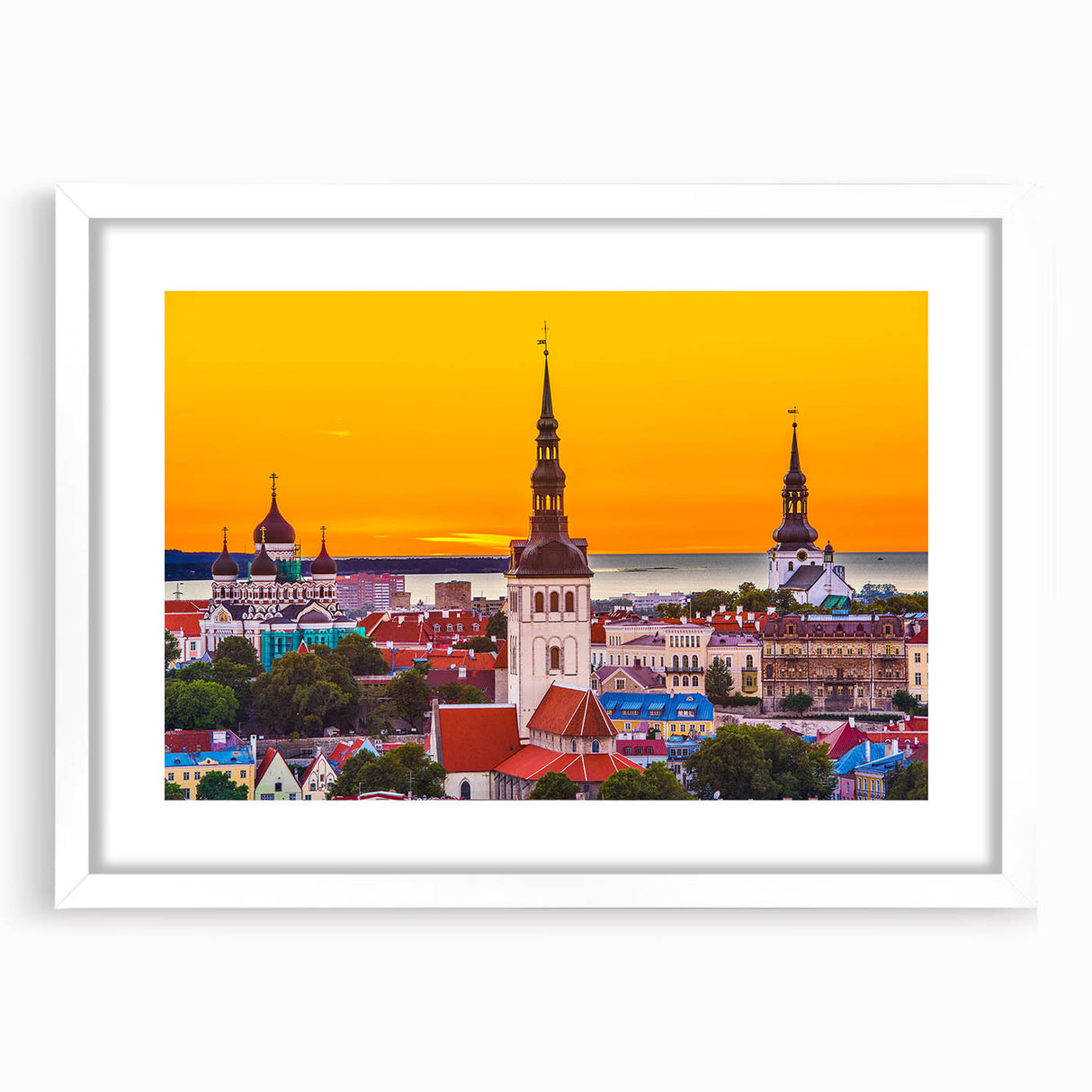 Textured art of abstract European scenery, featuring subdued earth tones on a framed white mat, ideal for bedroom art.