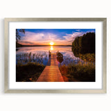 Extra large abstract art print of a textured Finnish landscape in muted earth tones, framed in silver.