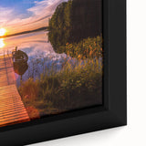 Close-up of textured, colorful art depicting a European scenery on a black framed canvas, ideal for living room decor.