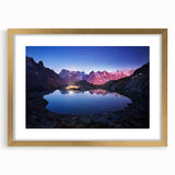 Abstract art print of the French Alps in muted earth tones on a framed canvas, ideal for dining room decor.