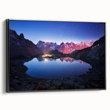 Black and white framed canvas depicting the French Alps, ideal for bedroom wall art with a vintage poster art style.