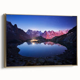 Framed canvas depicting a vintage-style French Alps landscape in black and muted tones, ideal for bedroom wall art.