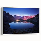 Vintage poster art of French Alps scenery on framed canvas, featuring a colorful palette, ideal for living room decor.