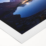 Art deco poster of the French Alps in muted earth tones on rolled canvas, suitable for dining room decor.