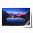 French Alps landscape on rolled print, featuring lush greenery and mountain backdrop, ideal for art wall dining room.