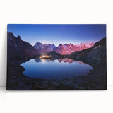 Black and white photograph of the French Alps on stretched canvas, ideal for kitchen wall art.