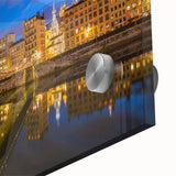 Large abstract wall art of Lyon cityscape in muted earth tones on acrylic glass, ideal for dining room ambiance.