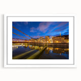 Textured art print of Lyon, France, featuring abstract elements in muted earth tones on a framed white mat.