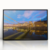 Large abstract wall art of Lyon cityscape in muted gray tones, framed in black acrylic, ideal for modern living room decor.