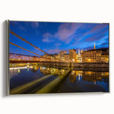 Landscape art painting of Lyon featuring colorful buildings and a river, printed on framed canvas.