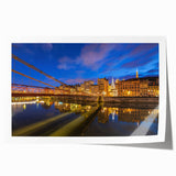 Extra large rolled print of Lyon scenery with detailed floral accents in soft pastel shades, ideal for dining room wall art.