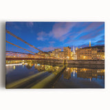 Black and white large art print of Lyon cityscape on stretched canvas, ideal for kitchen wall art or bedroom ambiance.