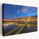 Lyon cityscape in muted earth tones on a large stretched canvas, suitable for kitchen wall art.