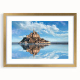 Abstract art print depicting a stylized French landscape in muted earth tones on a framed canvas.