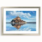 Extra large wall art of abstract European scenery in textured silver frame, ideal for living room decor.