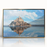 Art deco poster of a scenic French landscape, rendered in gold and black tones on framed acrylic.