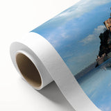 Art Deco poster of a serene French landscape on rolled canvas, featuring soft pastel colors, ideal for nursery wall art.